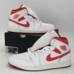 Nike Air Jordan 1 Mid SE Men's Shoes White Lobster Dune Red FJ3458-160 Sizes 9.5